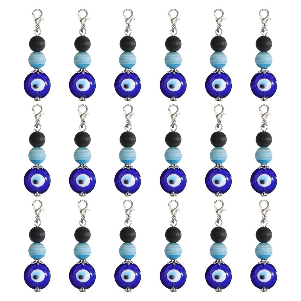 4139 18 Pcs Evil Eye Glass Pendants Lampwork Evil Eye Pendants with Alloy